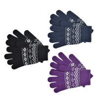 Ladies Fairisle Gloves With Glitter