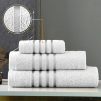 100% Egyptian Cotton Hand Towels Grey - Stripe Detail