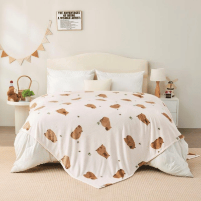Fun Design Flannel Throw - Happy Capybara 230cm x 230cm
