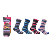 Ladies Heat Machine 2.3 Tog Rated Thermal Socks Stripe Designs