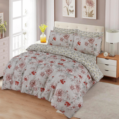 Super Soft Printed Duvet Set - Grey Rose