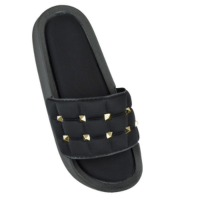 Ladies Quilted Stud Slider Black