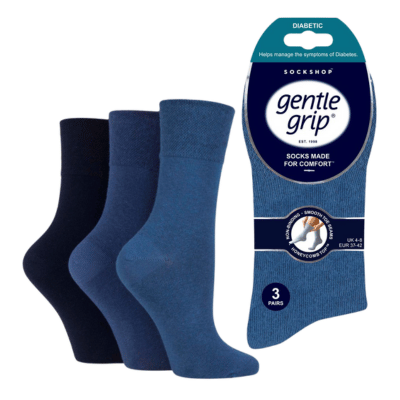 Ladies Diabetic Gentle Grip Socks Navy