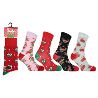 Ladies Christmas Santa Socks Novelty