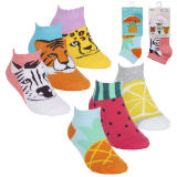 Girls 3 Pack Trainer Socks Fruit And Animal Design
