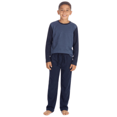 Boys Yarn Jersey Long Sleeve & Pant Set With Contrast