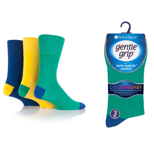 Mens Gentle Grip Socks Colourburst Leisure