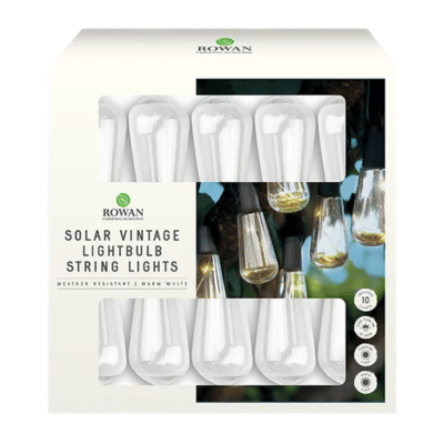 10 Solar Vintage Light Bulb String Lights - Warm White