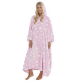 Ladies Long Pink Spot Oversized Snuggle Hoodie