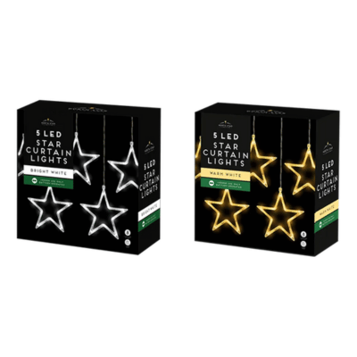 5 LED Star Curtain Lights - Battery Operated