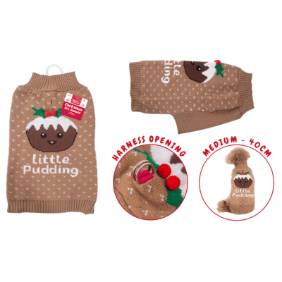 Little Pudding Pet Christmas Jumper Medium 40cm
