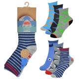 Boys 3 Pack Bamboo Dino Shark Design Socks