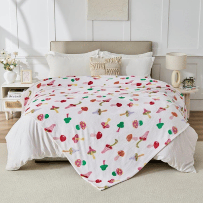 Fun Design Flannel Throw - Funky Mushroom 230cm x 230cm