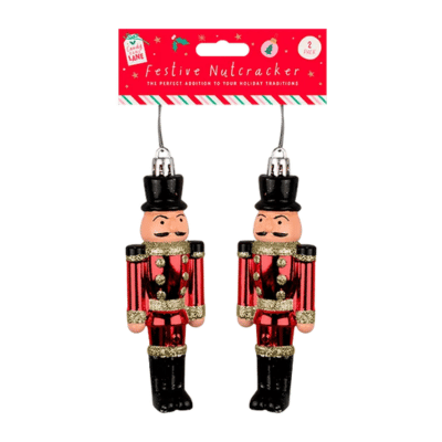 Red Nutcracker Christmas Decorations 2 Pack