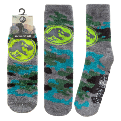 Official Jurassic World Kids Single Pack Cosy Socks With Grip