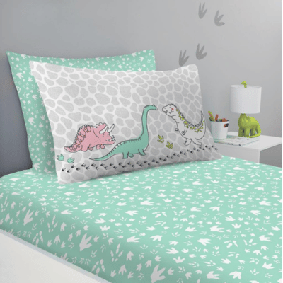 Kids Single Fitted Sheet - Dinosaur Doodle