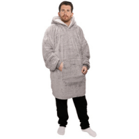 Adults Shaggy Fleece Oversized Snuggle Hoodie Grey