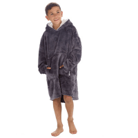 Kids Embossed Football Design Plush Oversized Snuggle Hoodie