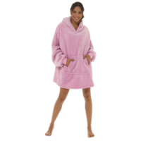 Ladies Sherpa Lined Snuggle Hoodie - Pink