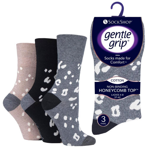 Ladies Gentle Grip Socks Animal Print | Wholesale Socks | Gentle Grip Socks
