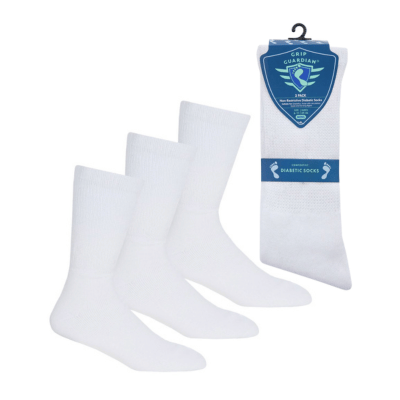 Mens 3 Pack Diabetic Socks White