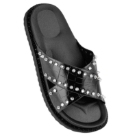 Ladies Crossover Strap Stud Sandal Black