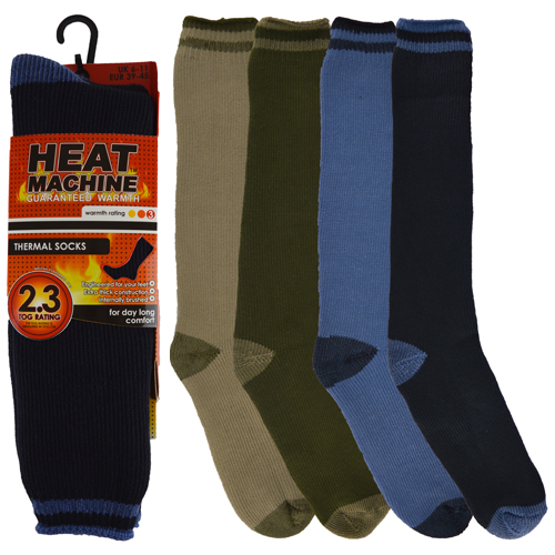 Mens Heat Machine Thermal Long Stripe Socks