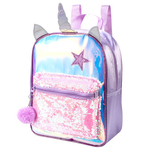 Playtoy Sequin Front Pocket Backpack Unicorn | A&K Hosiery | UK Wholesaler