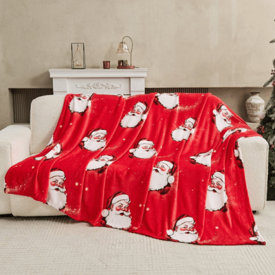 Christmas Design Flannel Throw - Naughty Is The New Nice 230x230cm
