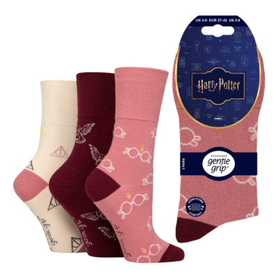 Ladies 3 Pack Gentle Grip Socks - Harry Potter