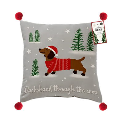 Christmas Dachshund Cotton Cushion 43cm x 43cm