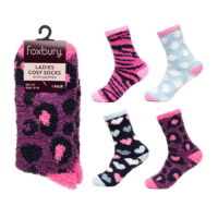 Ladies Single Pair Cosy Socks With Gripper