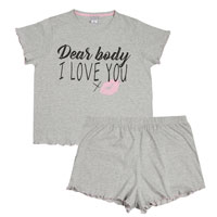 Ladies Curve Slogan Shorts Set