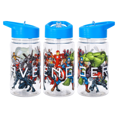 Official Avengers 450ml Bottle With Pop Up Straw