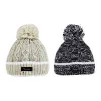 Ladies Thermal Lined Marl Design Cable Knit Bobble Hat