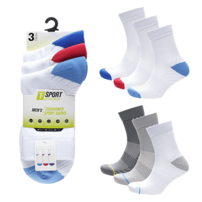 Mens 3 Pack Half Terry Calf Length Sports Socks
