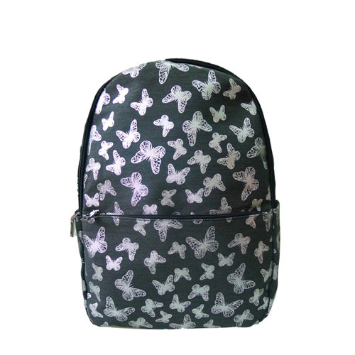 Metalic Butterfly Front Pocket Backpack Black Wholesale Bags