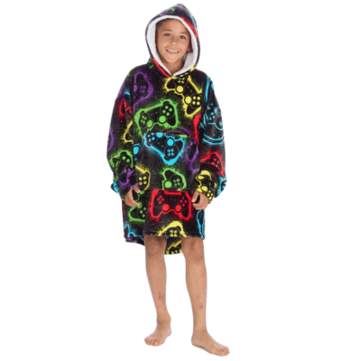 Kids Plush Gaming Controller Design Oversized Huggable Hoodie