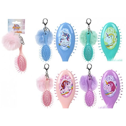 Wholesale Hairbrushes | Wholesale Cosmetic & Personal Care | Unicorn Hair  Brush With Pom Pom Keyring | A & K Hosiery | Cheap Trade Prices