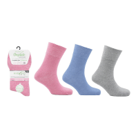 Ladies 3 Pack Organic Cotton Eazy Grip Socks Pastel