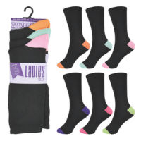 Ladies Plain Coloured Heel & Toe Socks