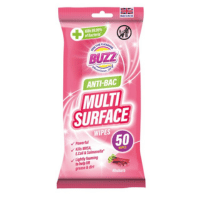 Buzz Multi Surface Anti Bac Wipes 50 Pack Rhubarb