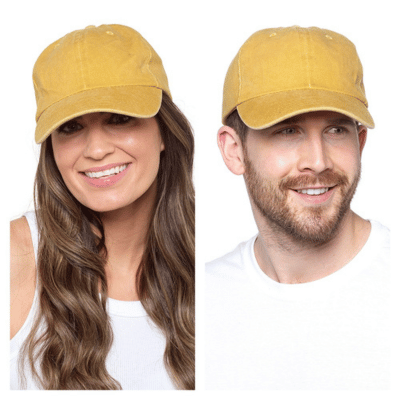Adults Stone Washed Baseball Cap Mustard
