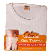 Kids Thermal Underwear T Shirt Short Sleeved White