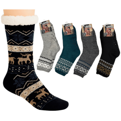 Mens 4.7 Tog Rated Lounge Socks With Gripper Sole Aztec