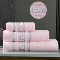 100% Egyptian Cotton Greek Border Design Jumbo Bath Sheet - Pink