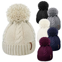 Adults Cable Knit Bobble Hat With Cosy Lining