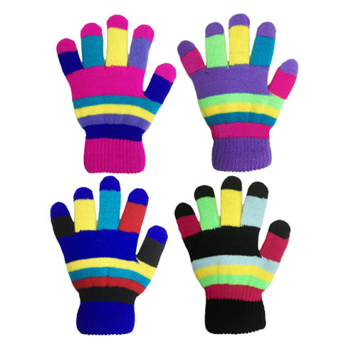 Kids Multicoloured Magic Neon Gloves with Lining