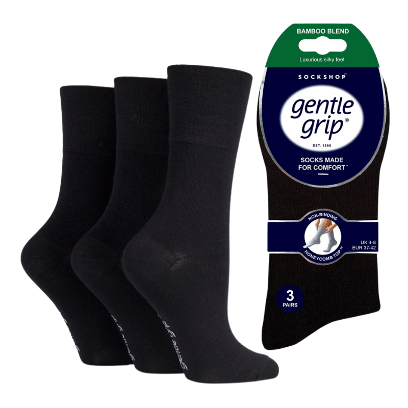 Ladies Bamboo HoneyComb Gentle Grip Socks Plain