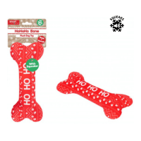 Squeaky Plush 'HoHoHo' Christmas Bone Dog Toy